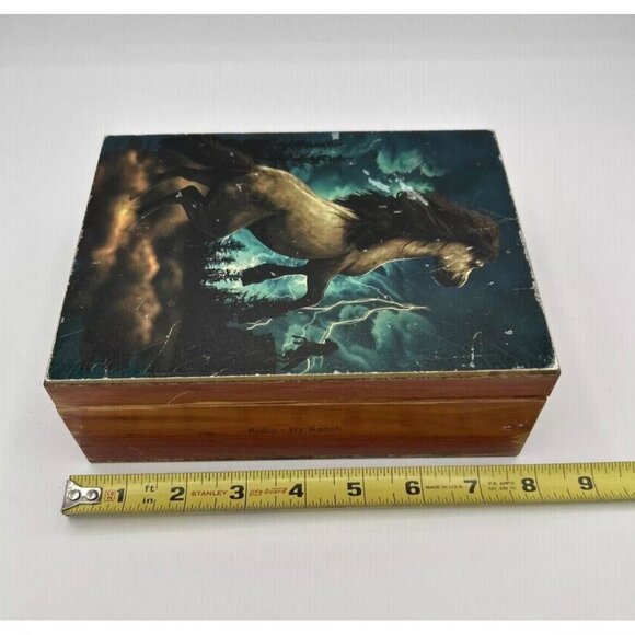 Ridin Hy Ranch Cedar Keepsake Box Horse Lightning Western Decor Storage - Picture 8 of 10